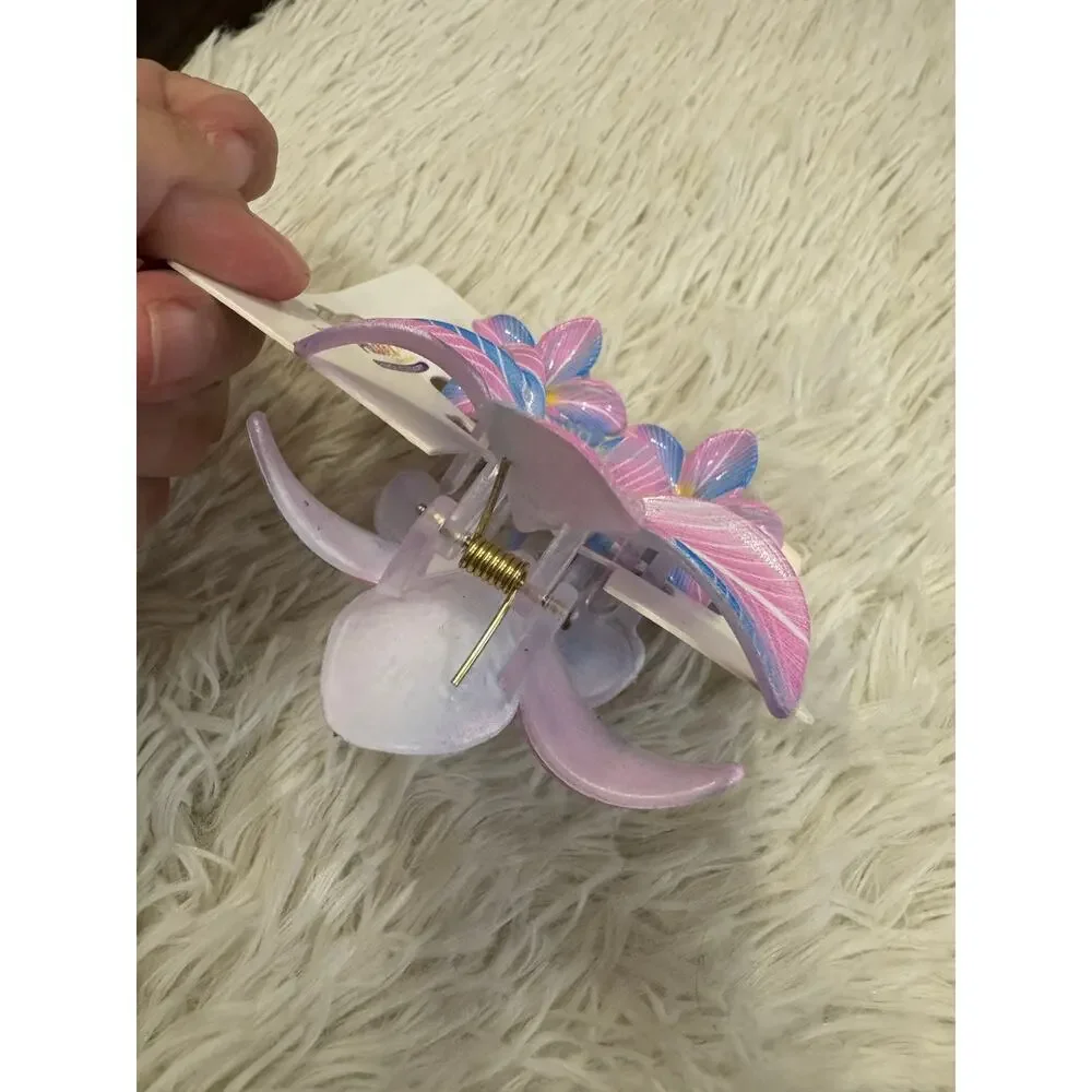 Hawaiian flower hair clip claw set of 3 colorful